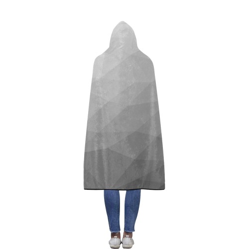 Grey Gradient Geometric Mesh Pattern Flannel Hooded Blanket 56''x80''