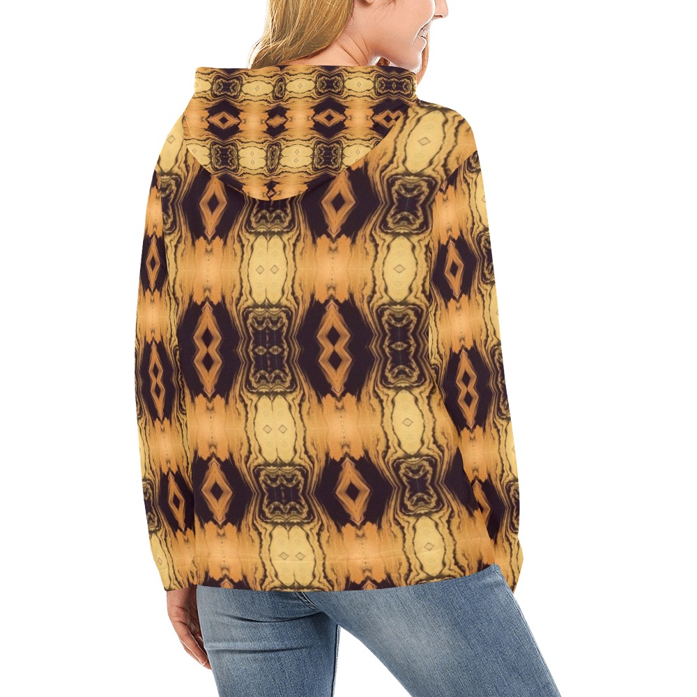 Bronze All Over Print Hoodie for Women (USA Size) (Model H13)