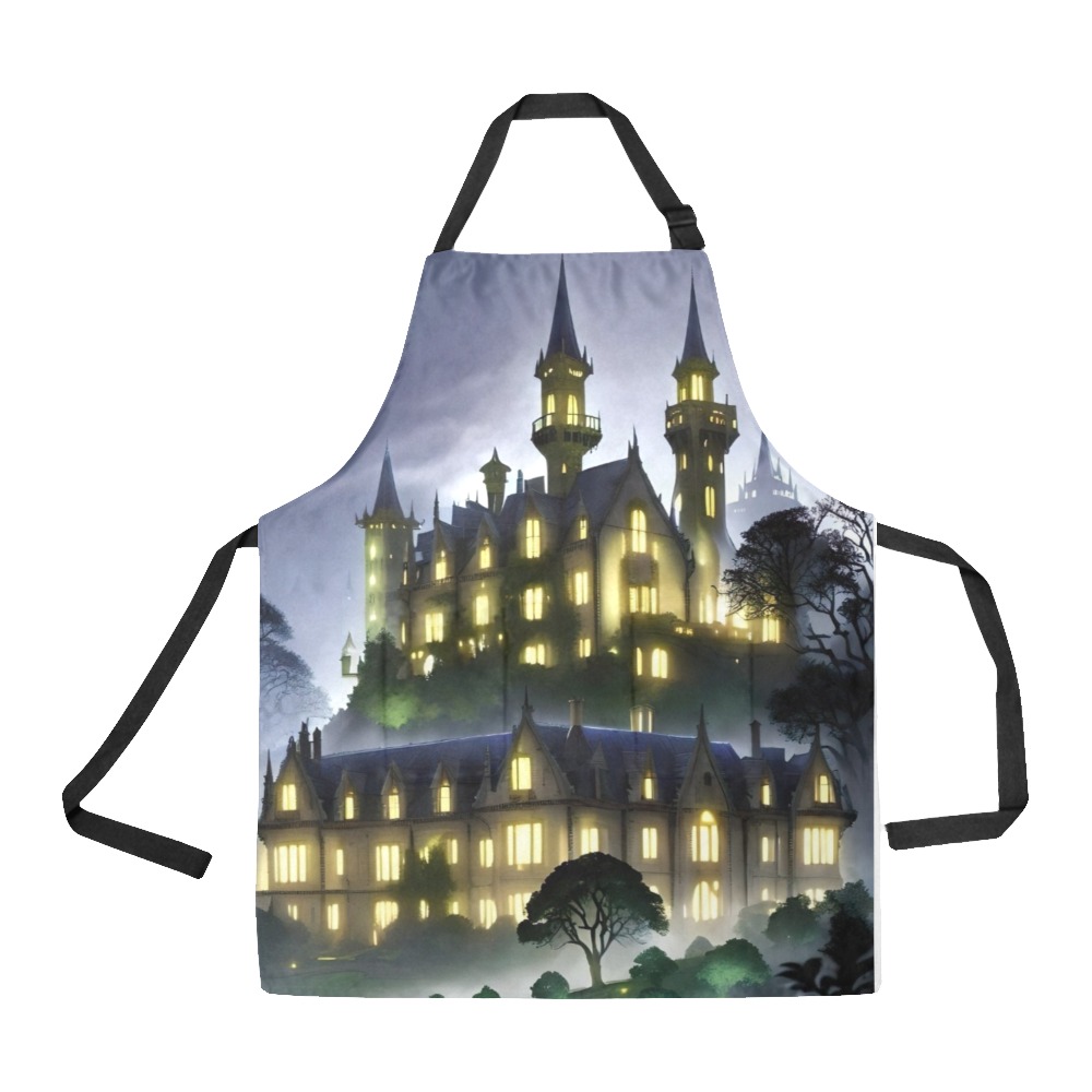Gothic Mansion at Dusk All Over Print Apron