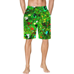 Green Abstract Art 409 All Over Print Basketball Shorts with Pocket