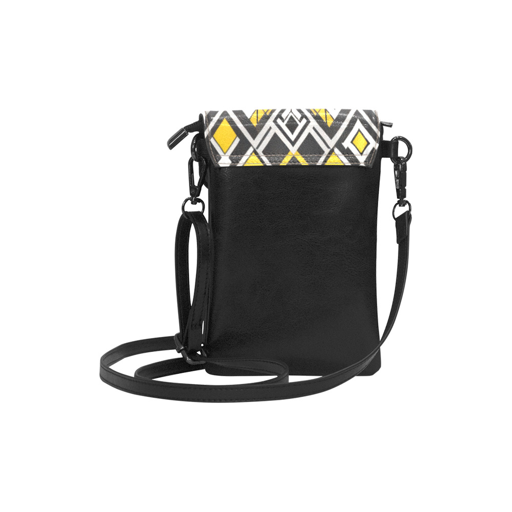 black white yellow pattern Small Cell Phone Purse (Model 1711)