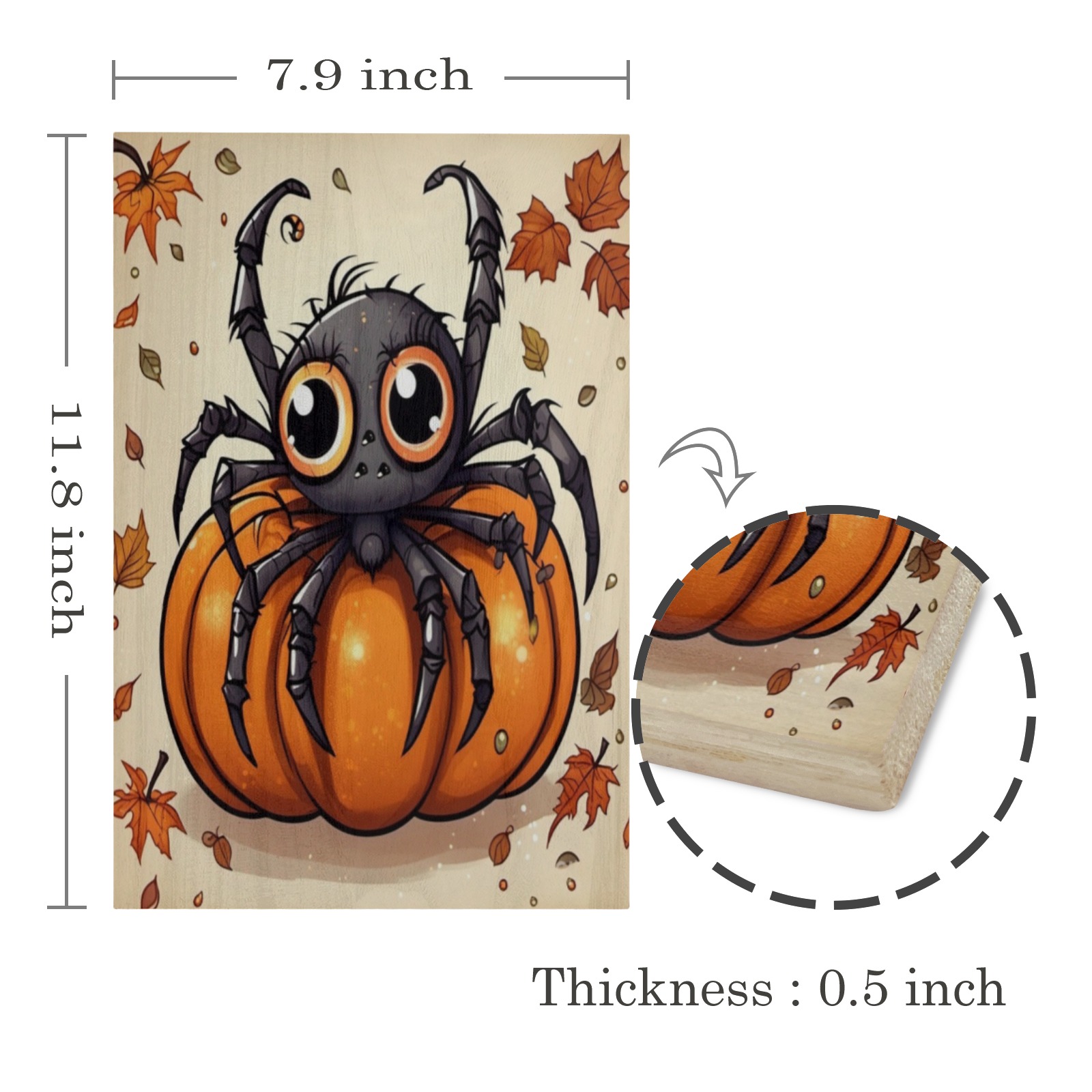 Halloween Spider Wood Print 8"x12"