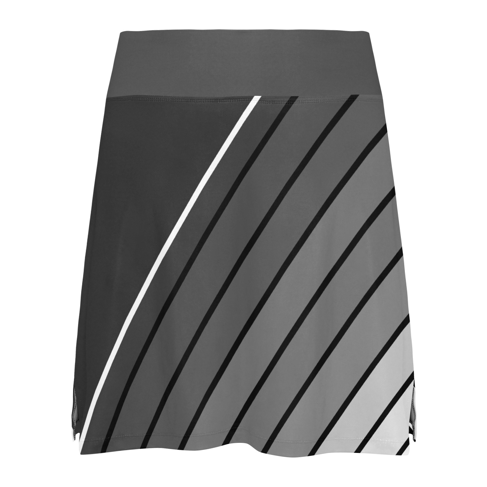 Black White Diagonal Women's Athletic Skirt (Model D64)
