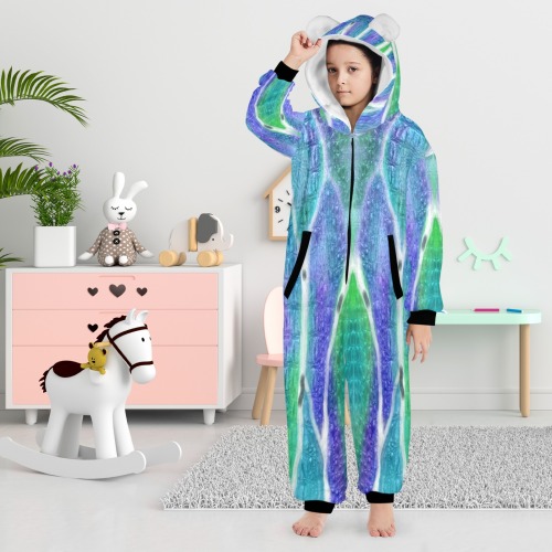 nidhi spet 2018-6 One-Piece Zip Up Hooded Pajamas for Big Kids