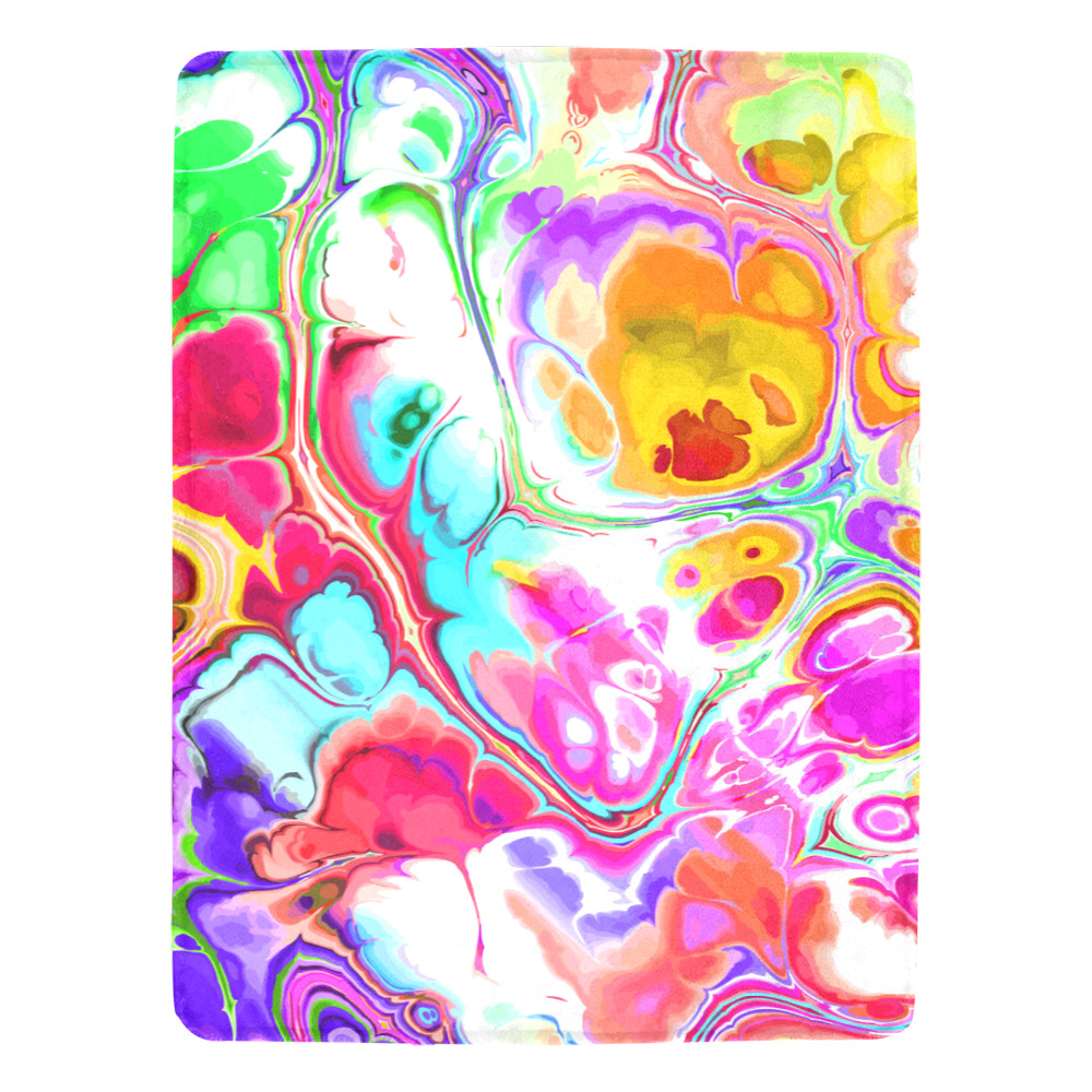 Funky Marble Acrylic Cellular Flowing Liquid Art Ultra-Soft Micro Fleece Blanket 60"x80"
