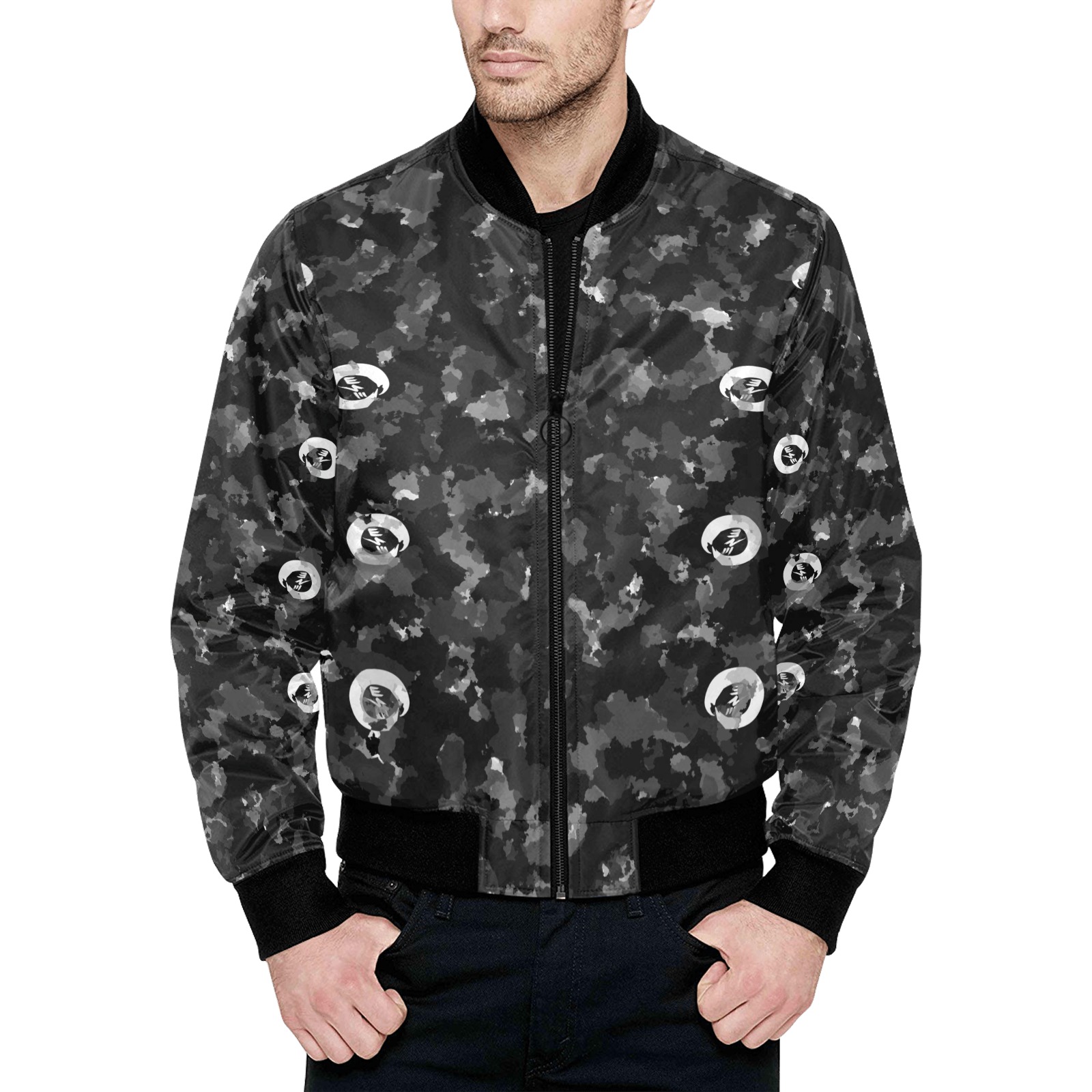 New Project (2) (1) All Over Print Quilted Bomber Jacket for Men (Model H33)