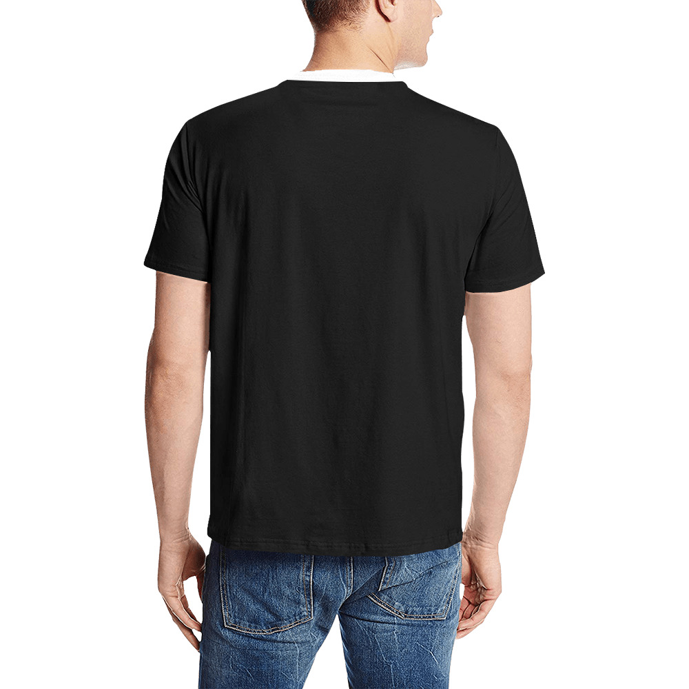 BLACK Men's All Over Print T-Shirt (Solid Color Neck) (Model T63)