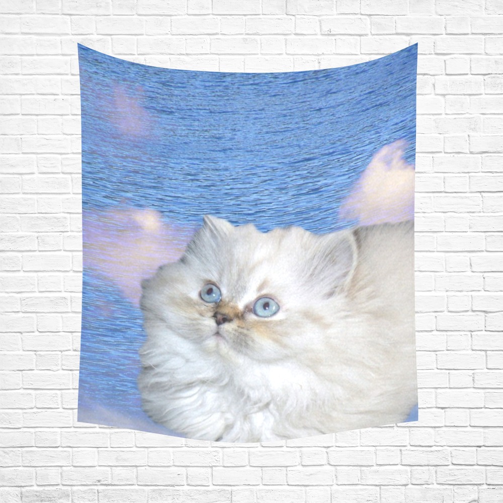 Cat and Water Cotton Linen Wall Tapestry 51"x 60"
