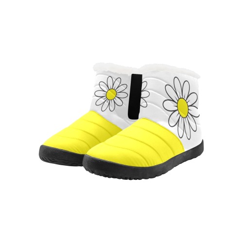 Daisy and yellow Women's Cotton-Padded Shoes (Model 19291)