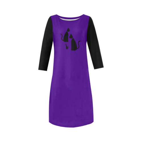BLACK CATS Rhea Loose Round Neck Dress(Model D22)