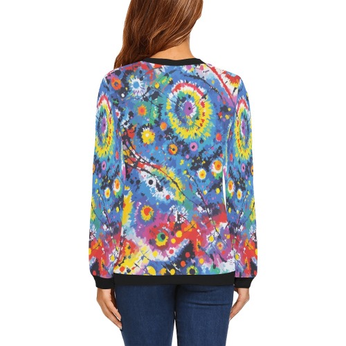 Play of colors and shapes. Abstract tie-dye art. All Over Print Crewneck Sweatshirt for Women (Model H18)