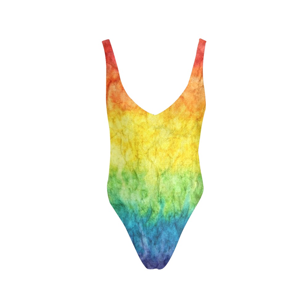 rainbow shorts Sexy Low Back One-Piece Swimsuit (Model S09)