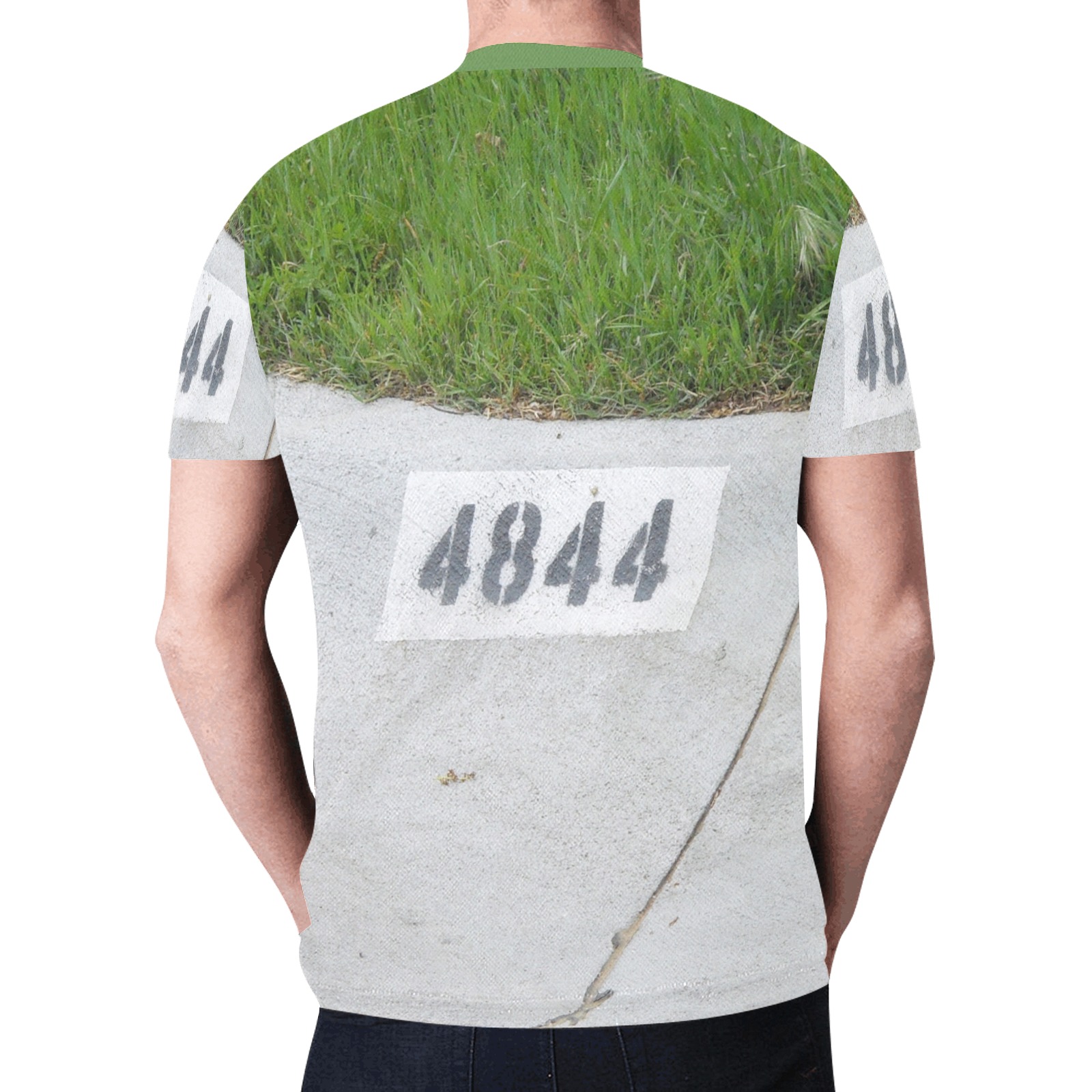 Street Number 4844 with green collar New All Over Print T-shirt for Men (Model T45)