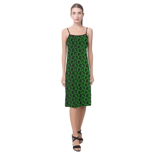 green swirl blk Alcestis Slip Dress (Model D05)