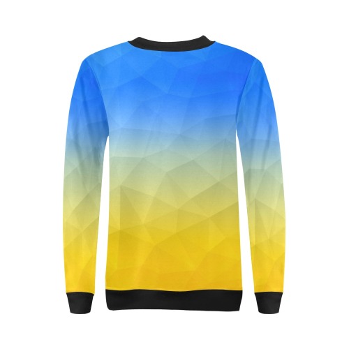 Ukraine yellow blue geometric mesh pattern All Over Print Crewneck Sweatshirt for Women (Model H18)