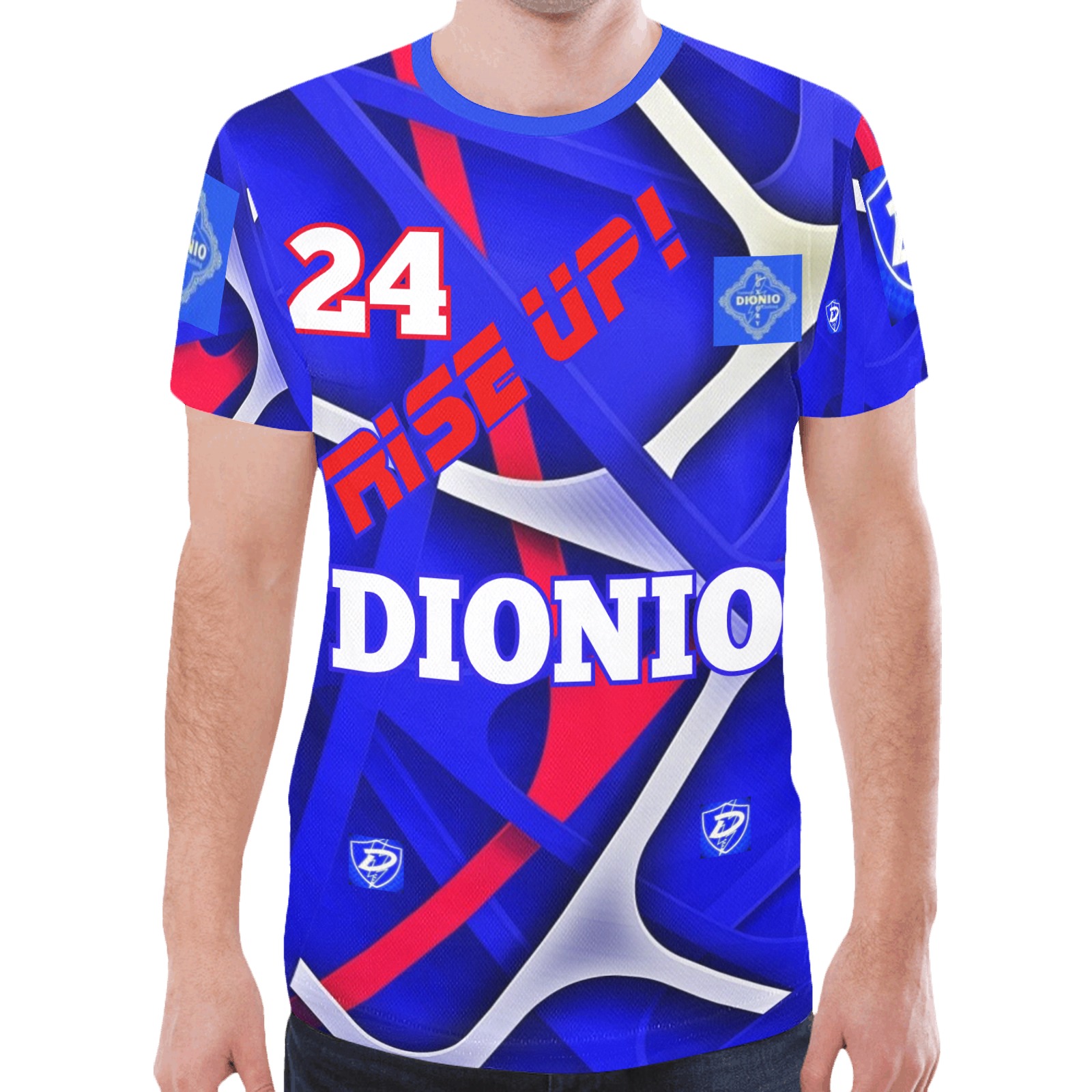 DIONIO Clothing - RISE UP! T-Shirt/Jersey (Blue, White & Red) New All Over Print T-shirt for Men (Model T45)
