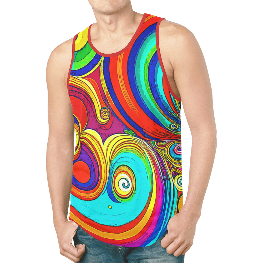 Colorful Groovy Rainbow Swirls New All Over Print Tank Top for Men (Model T46)