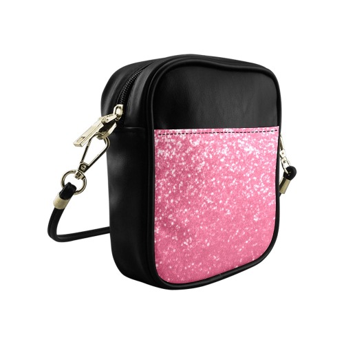 Magenta light pink red faux sparkles glitter Sling Bag (Model 1627)