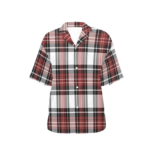 Red Black Plaid All Over Print Hawaiian Shirt for Women (Model T58)