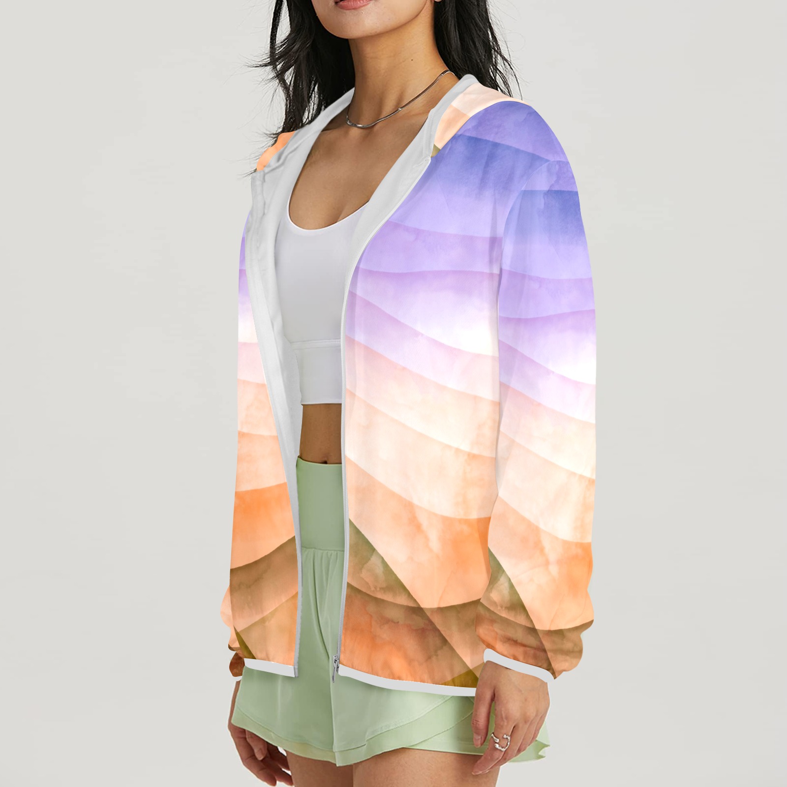 Summer brushstrokes S56 Women's Lightweight Sun Protection Hoodie (Model H62)