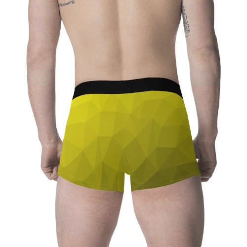 Yellow gradient geometric mesh pattern Men's Classic Boxer Briefs (Model L34)