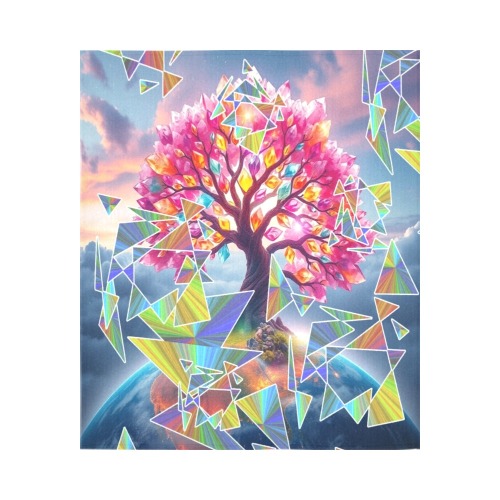 Tree Sunrise Cotton Linen Wall Tapestry 51"x 60"