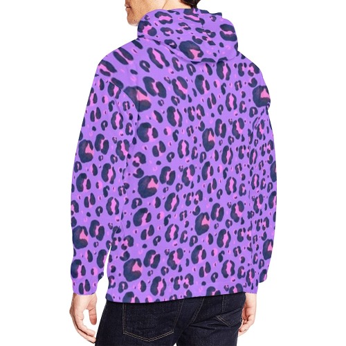 Pink and Purple Animal Print All Over Print Hoodie for Men (USA Size) (Model H13)