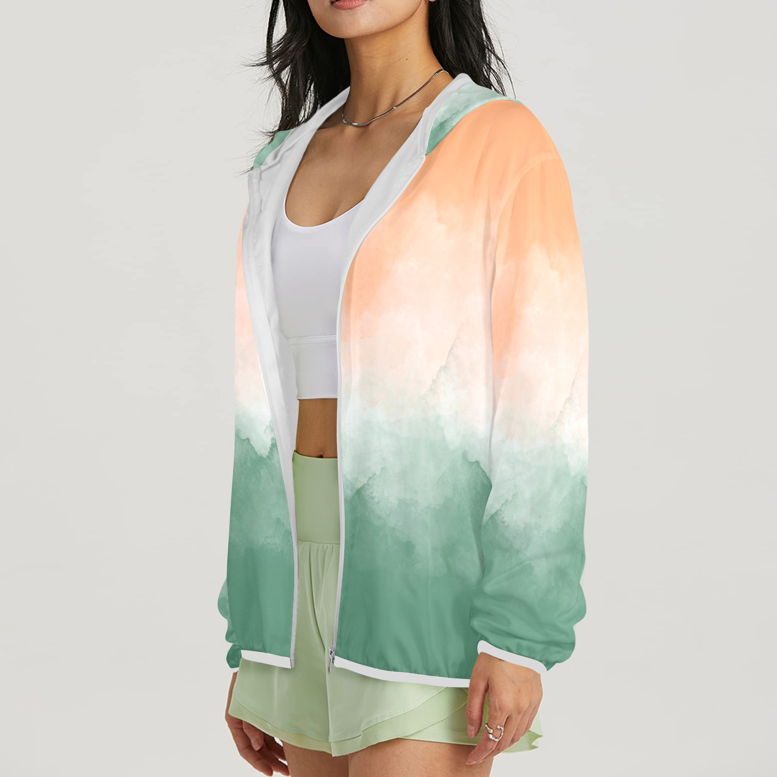 Brushstrokes SS4s Women's Lightweight Sun Protection Hoodie (Model H62)