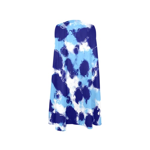 Light Blue, Navy and White Abstract Sleeveless A-Line Pocket Dress (Model D57)
