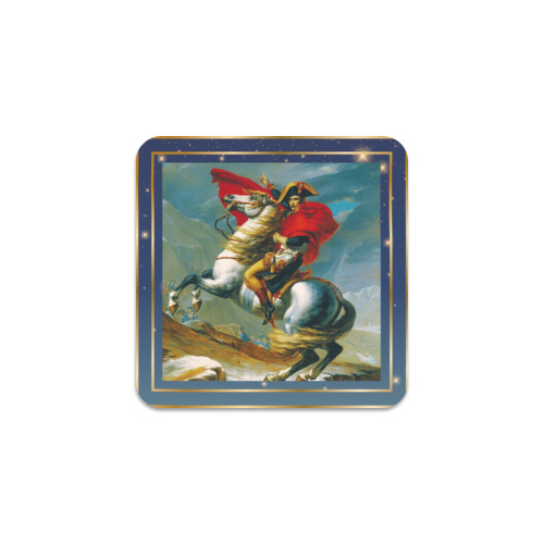 First Remastered Version of Napoleon Crossing The Alps by Jacques-Louis David Square Coaster