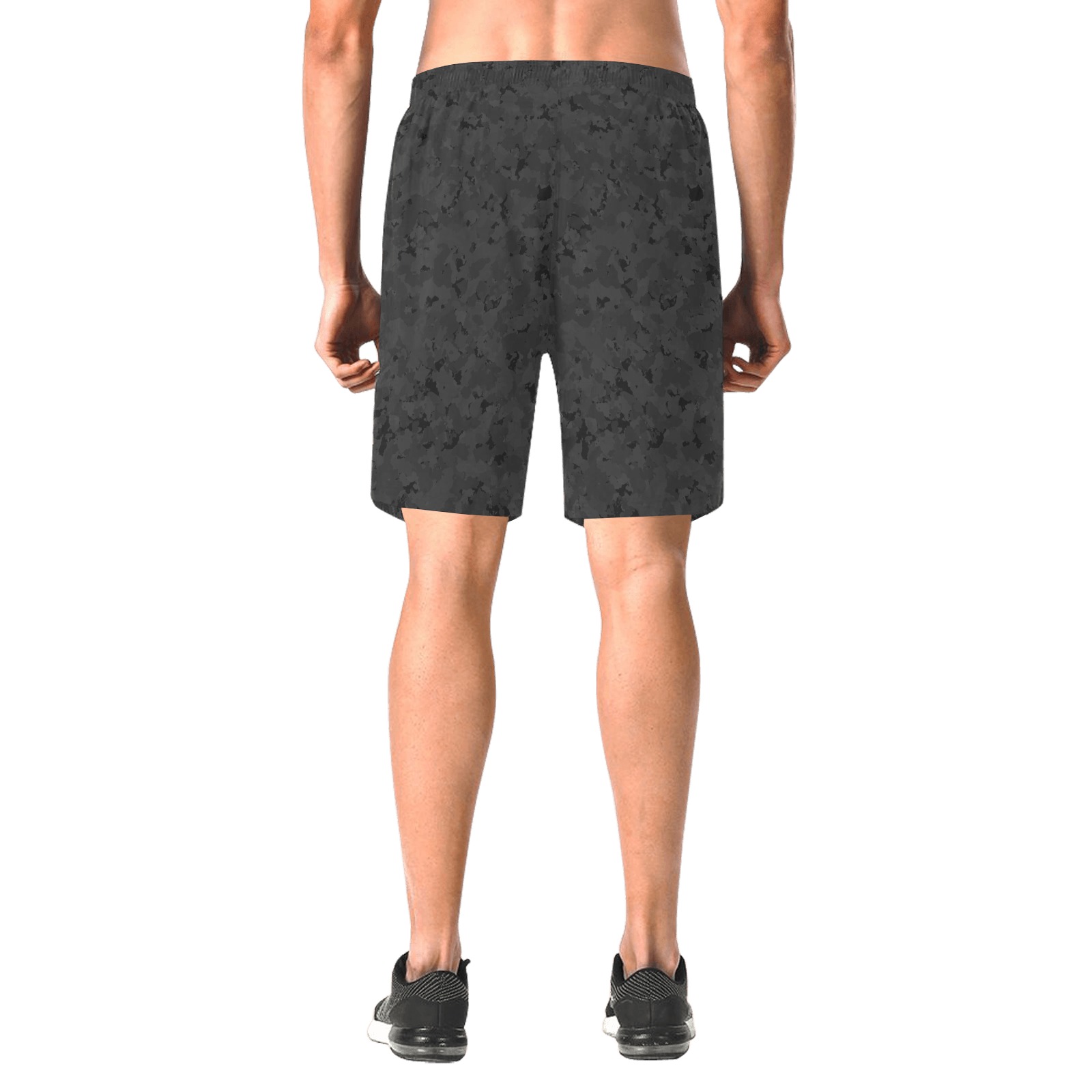 blk Men's All Over Print Elastic Beach Shorts (Model L20)