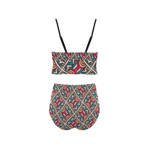 Geometric Abstract - Repper Ruffle Hem Bikini Swimsuit (Model S35)