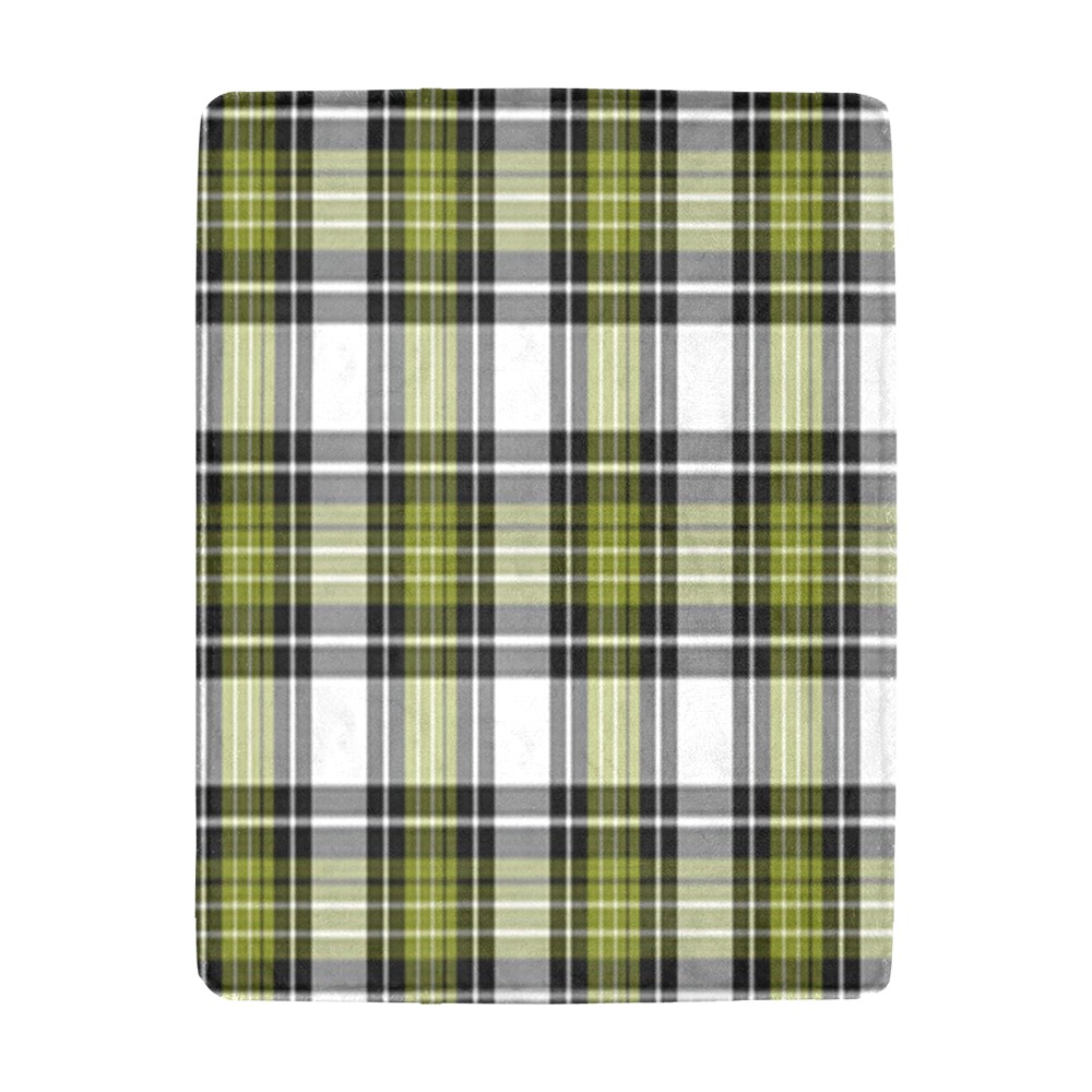 Olive Green Black Plaid Ultra-Soft Micro Fleece Blanket 43"x56"