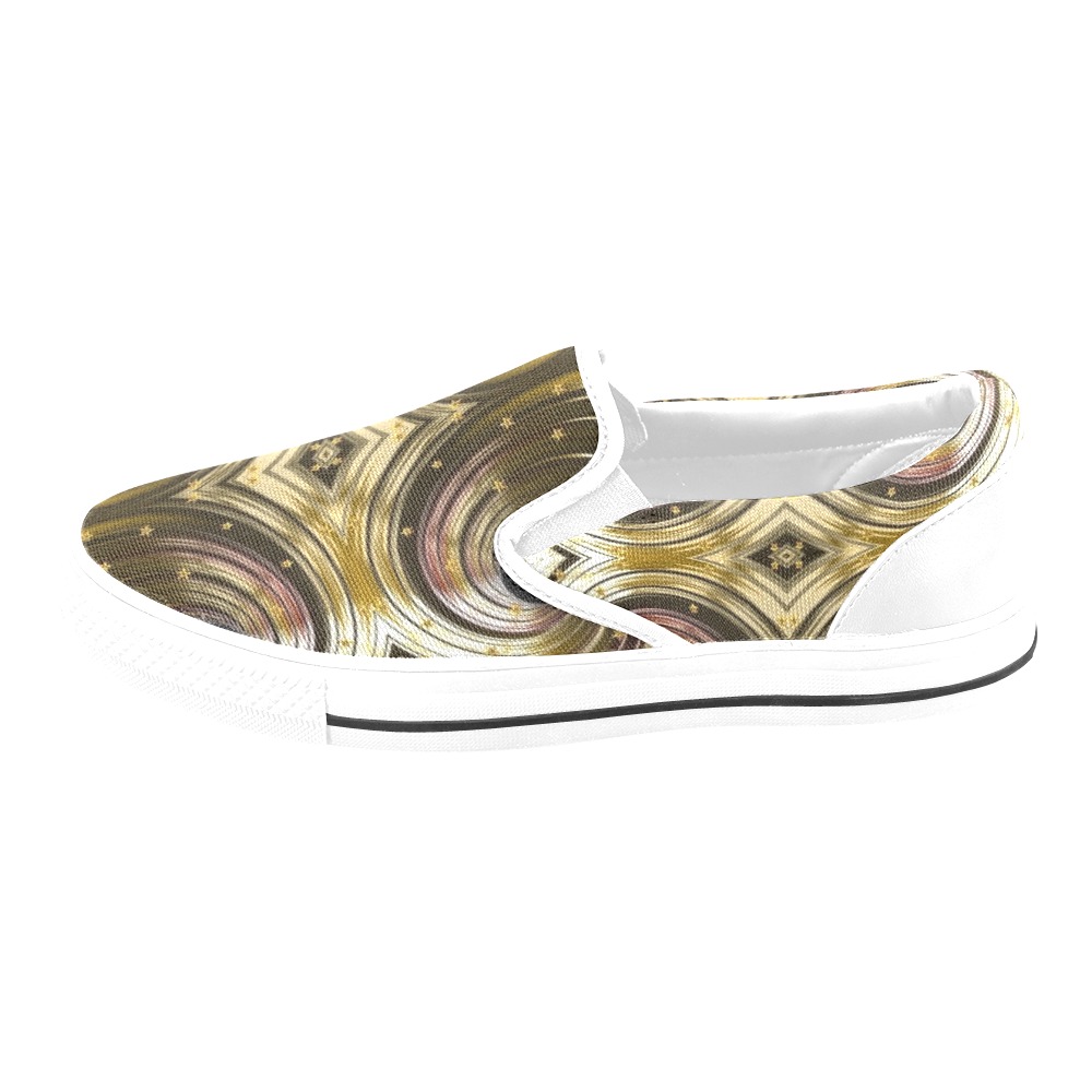 0-Starry Spiral Galaxy Fractal Abstract Women's Slip-on Canvas Shoes (Model 019)