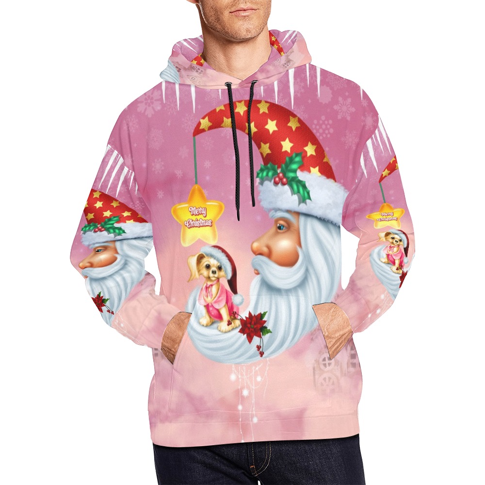 Little christmas dog on the moon All Over Print Hoodie for Men (USA Size) (Model H13)