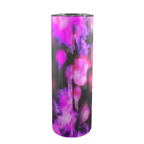 Graffiti dots pink and dark-2 20oz Tall Skinny Tumbler with Lid and Straw