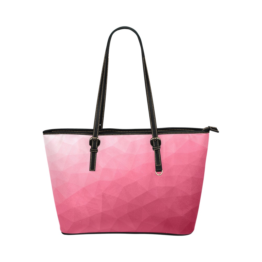Magenta pink ombre gradient geometric mesh pattern Leather Tote Bag/Small (Model 1651)