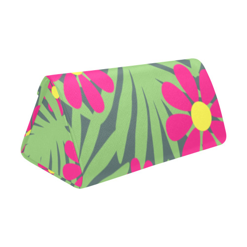 Pink Exotic Paradise Jungle Flowers and Leaves Custom Foldable Glasses Case