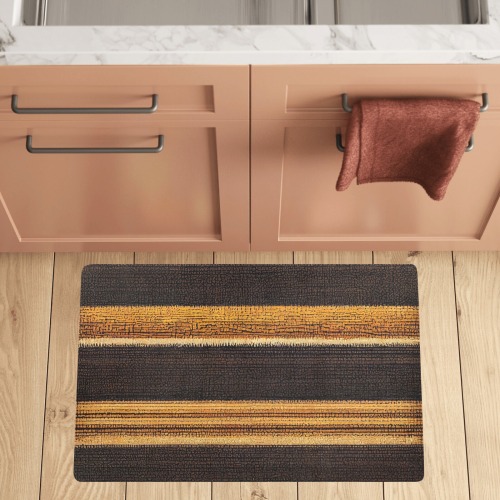 gold and brown striped pattern Kitchen Mat 32"x20"