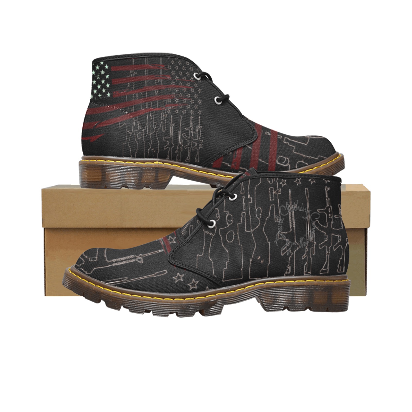 American strong print Men's Canvas Chukka Boots (Model 2402-1)
