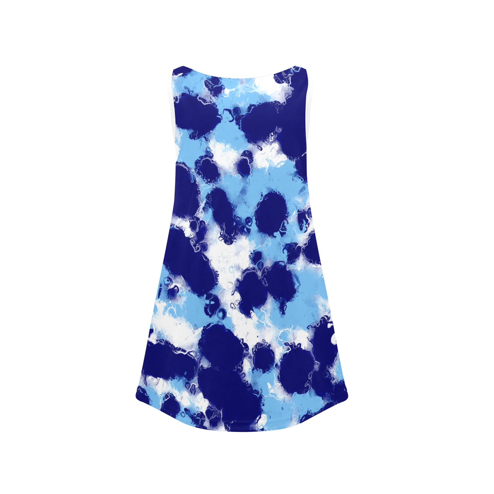 Light Blue, Navy and White Abstract Girls' Sleeveless Dress (Model D58)