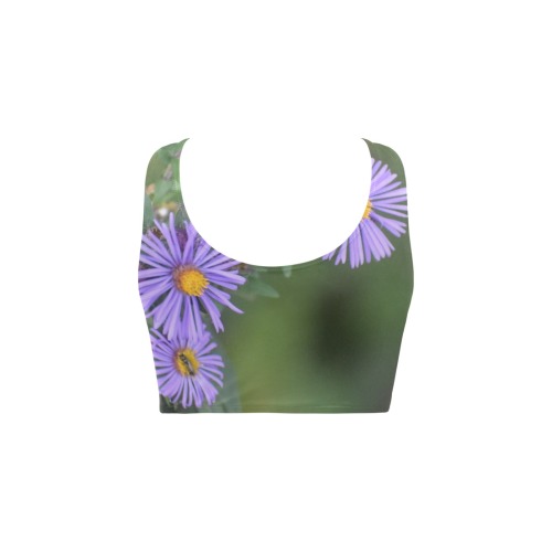 Purple Flowers Chest Bowknot Bikini Top (Model S33)