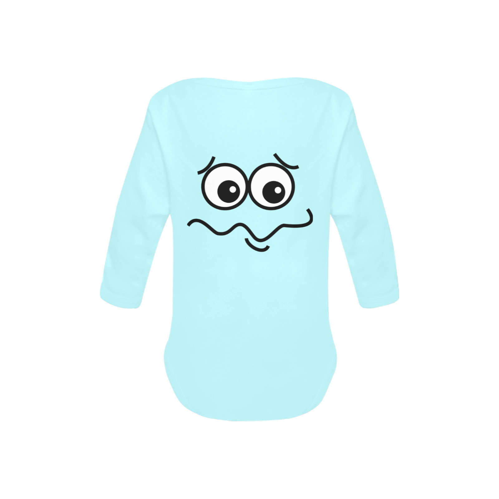Funny Confused Comic Cartoon Face Baby Powder Organic Long Sleeve One Piece (Model T27)