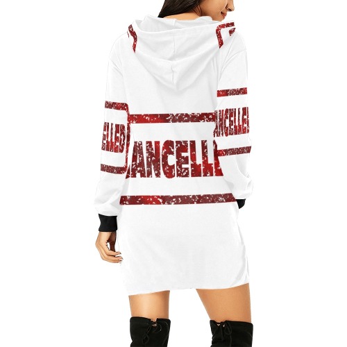 Cancelled All Over Print Hoodie Mini Dress (Model H27)