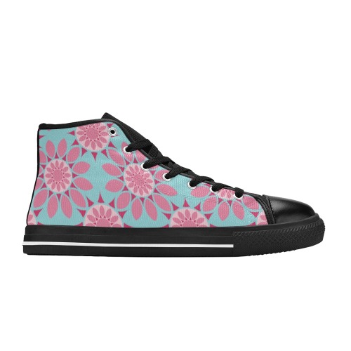 Pink Daisy Pattern Women's Classic High Top Canvas Shoes (Model 017)