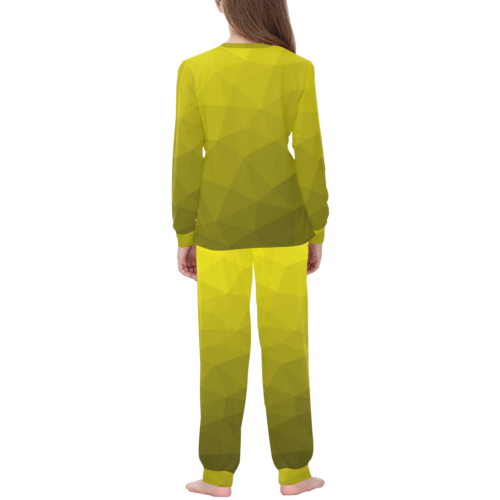Yellow gradient geometric mesh pattern Kids' All Over Print Pajama Set