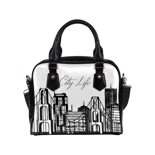 City_Life_Black_Flattened_2nd_Edition_ Shoulder Handbag (Model 1634)
