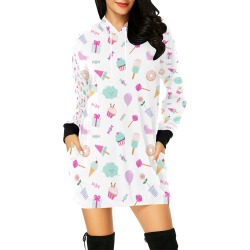 candy All Over Print Hoodie Mini Dress (Model H27)