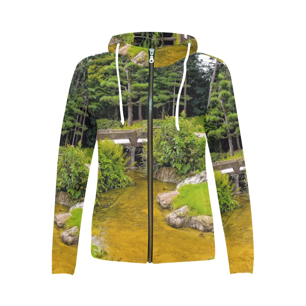 Japanese garden All Over Print Full Zip Hoodie for Women (Model H14)