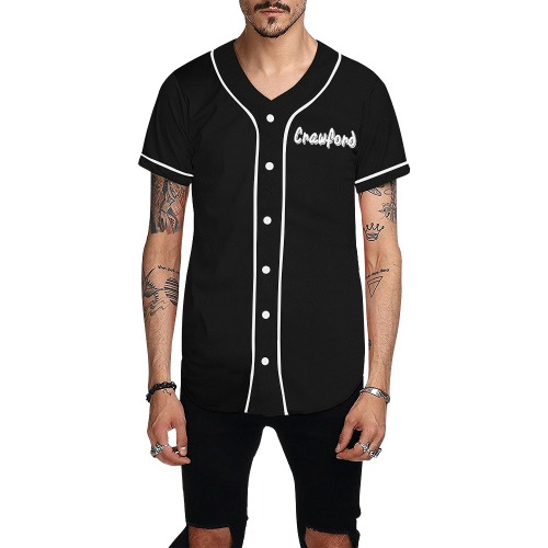 Black and white Crawford All Over Print Baseball Jersey for Men (Model T50)